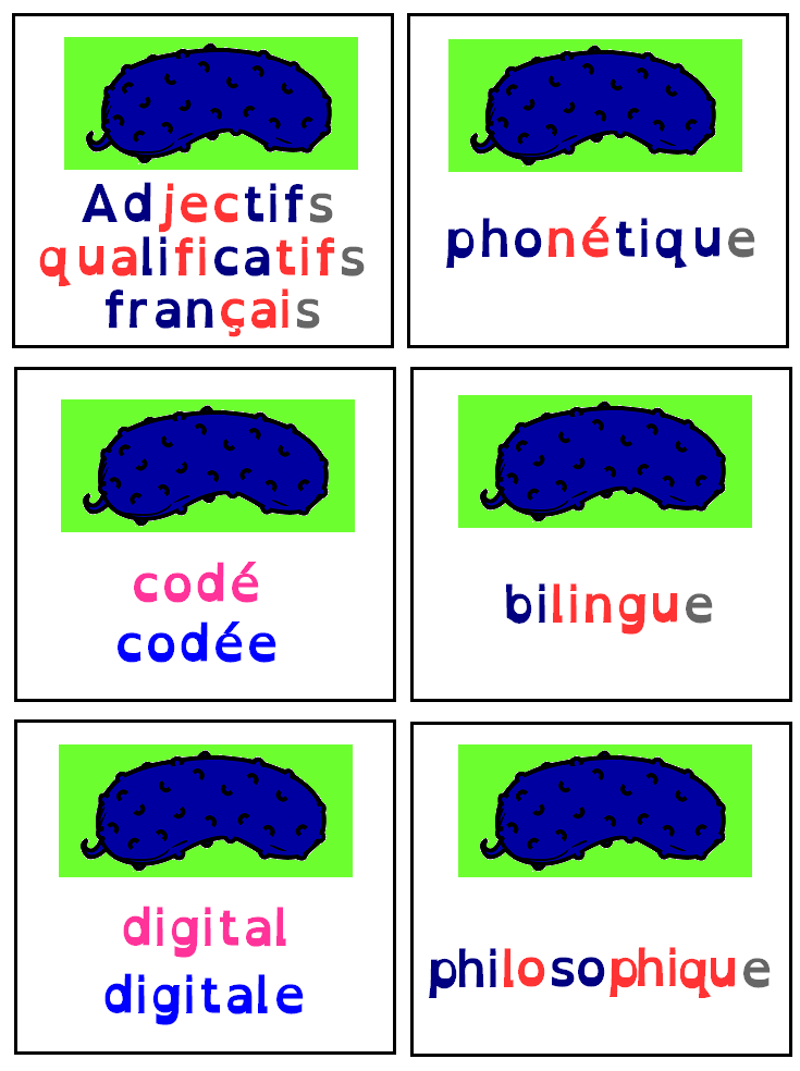 Adjectifs-qualificatifs-français-étiquettes de mots
