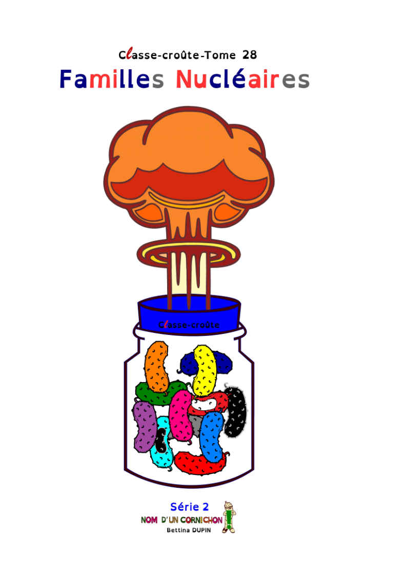 Le jeu où les familles ne se ressemblent jamais… et c'est tant mieux, nom d’un cornichon !<br />
Aucune famille ne se ressemble et pourtant toutes se forment, se transforment, s'agrandissent, se recomposent, se réinventent au fil des années. Chaque modèle façonne notre histoire, notre parcours, notre manière d’habiter le monde avec ceux qui le partagent.<br />
Qu’elle soit choisie, subie, joyeuse, brouillonne, recomposée, explosive ou fondante comme une raclette, une famille ça se vit. Et quand on ne peut pas faire sans, autant apprendre à faire avec, nom d'un cornichon !<br />
Le nouveau jeu du Classe-croûte remet les pendules à l'heure.<br />
Quel que soit ton niveau en LSF, Familles Nucléaires t'embarque dans un jeu accessible, drôle et futé.<br />
Parce qu'entre une mère, une belle-mère, une quasi belle-mère, un beau papa, un tonton de cœur et un chat qui prend toute la place sur le canapé, il y a de quoi s’y perdre.<br />
Mais pas de panique, Madame Rabat-Joie elle-même s'est lancée bille en tête pour apprendre les signes en Langue des Signes Française. Alors pourquoi pas toi ?<br />
En jouant, tu découvriras aussi les couleurs des natures de mots des cornichons du Classe-croûte. Et tu deviendras même maître du jeu en fin de partie.<br />
Car oui, dans l’aventure cornichonnesque, c’est toujours toi qui décides.<br />
